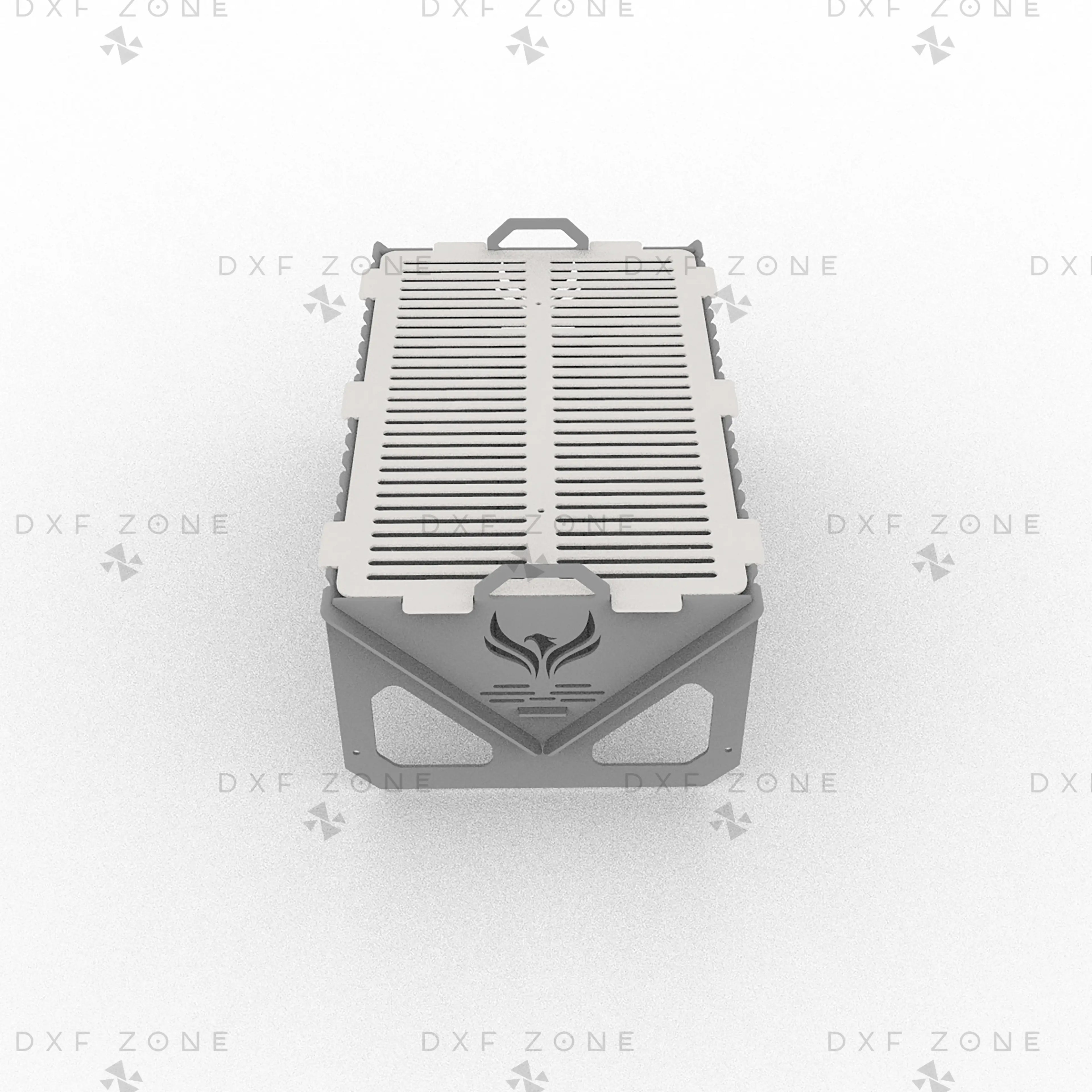 Phoenix Portable Camping BBQ Grill DXF File, Collapsible Charcoal Barbecue Laser Cut Plan, Outdoor Cookware CNC Vector Design, Digital Download