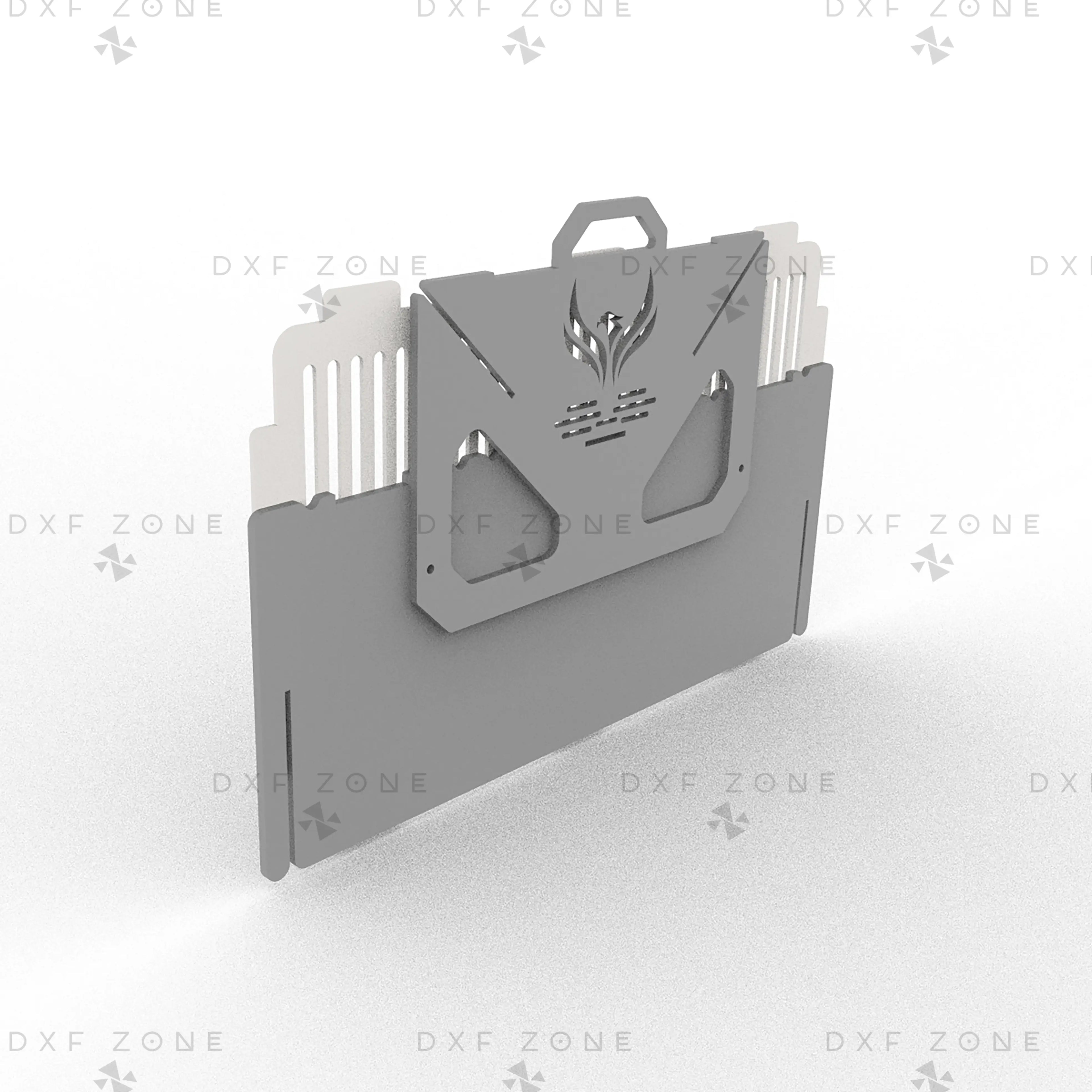 Phoenix Portable Camping BBQ Grill DXF File, Collapsible Charcoal Barbecue Laser Cut Plan, Outdoor Cookware CNC Vector Design, Digital Download