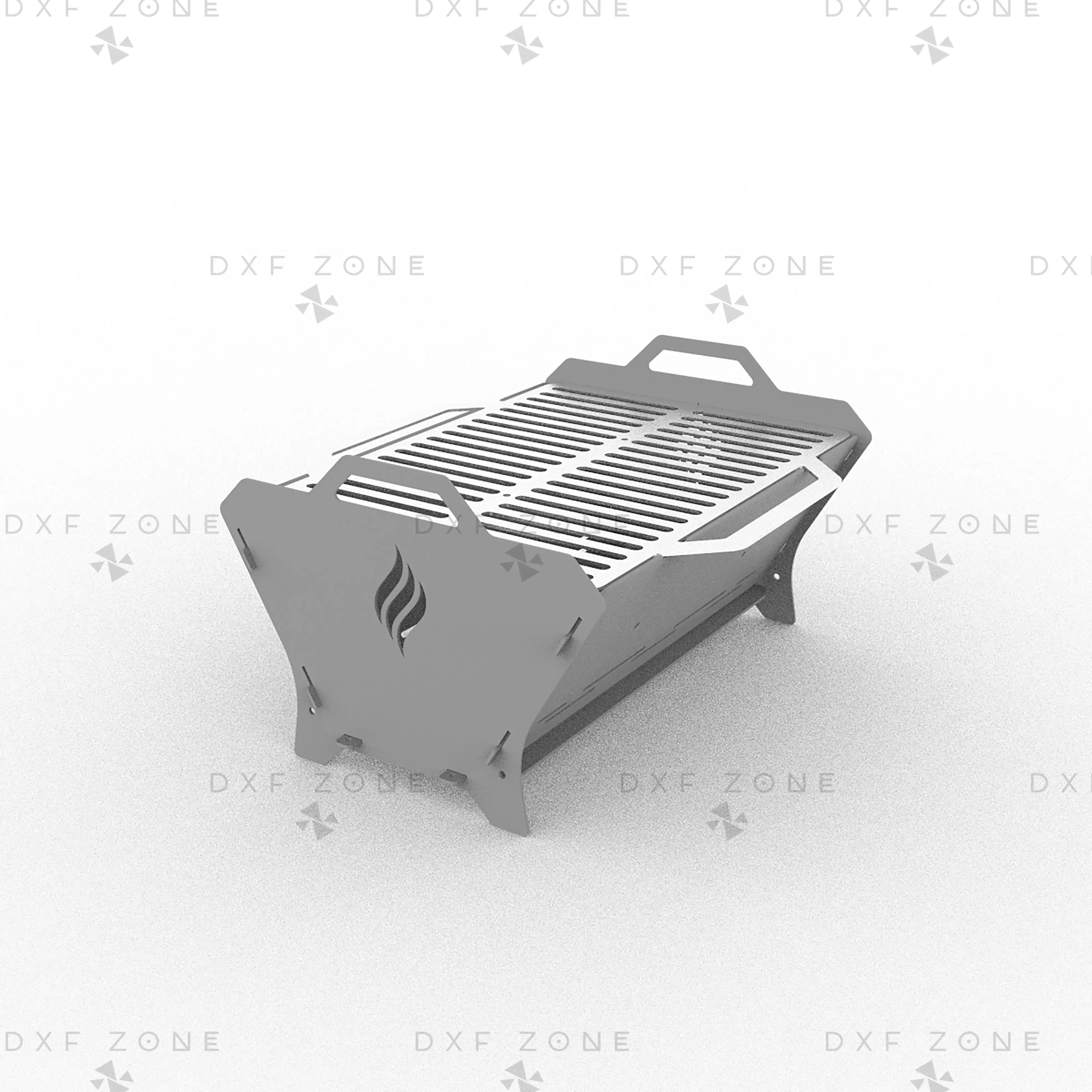 Rectangular BBQ Grill Fire Pit DXF File – Foldable CNC Plasma Cut Design