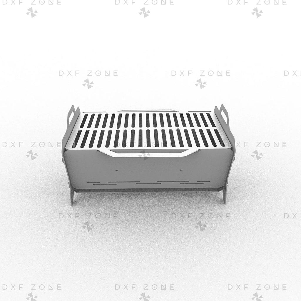 Rectangular BBQ Grill Fire Pit DXF File – Foldable CNC Plasma Cut Design