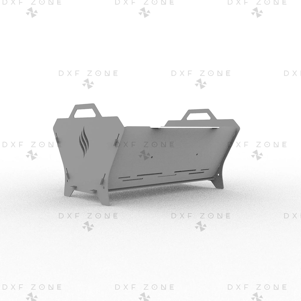 Rectangular BBQ Grill Fire Pit DXF File – Foldable CNC Plasma Cut Design