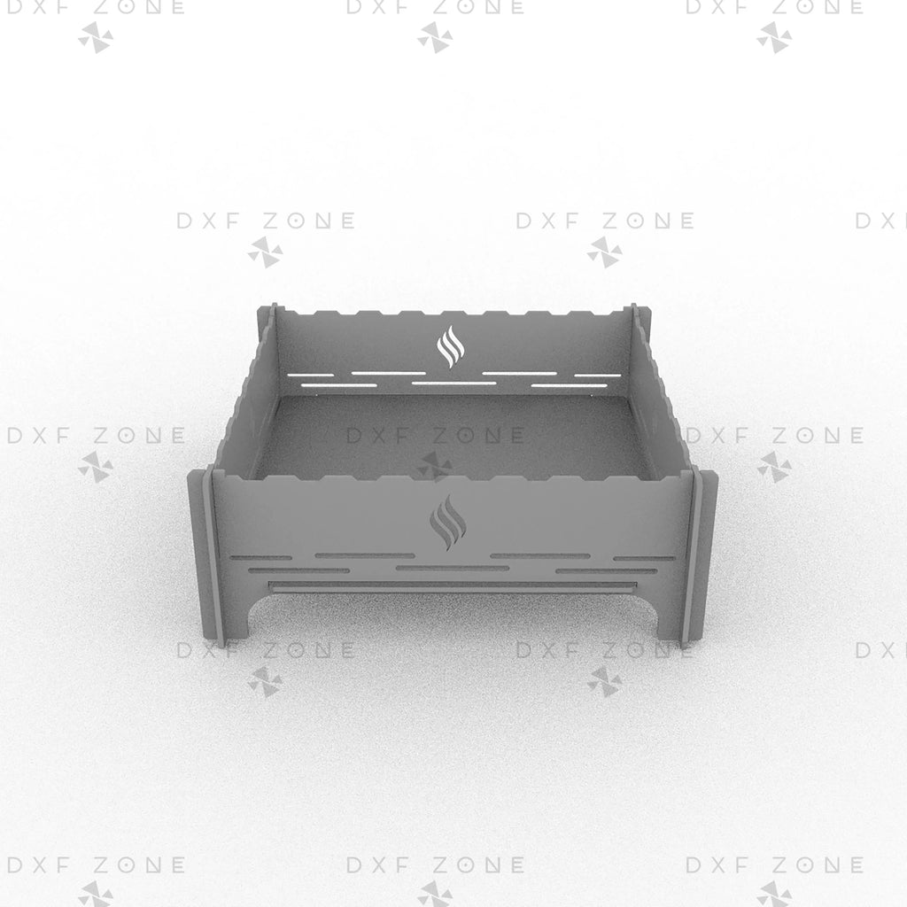 Square Portable Camping BBQ Grill DXF File, Collapsible Skewer Mangal Laser Cut Plan, Outdoor Charcoal Barbecue CNC Vector Design, Digital Download