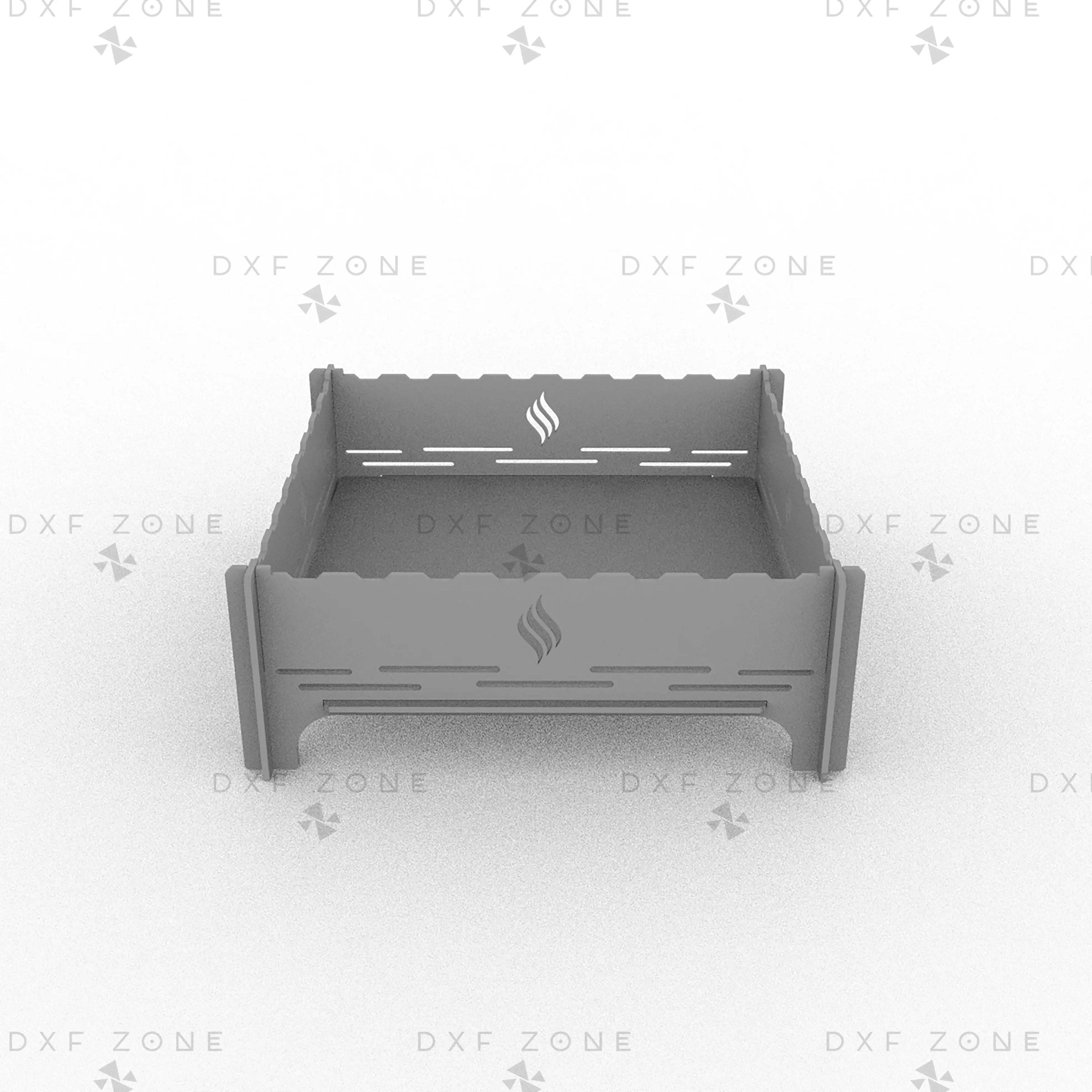 Square Portable Camping BBQ Grill DXF File, Collapsible Skewer Mangal Laser Cut Plan, Outdoor Charcoal Barbecue CNC Vector Design, Digital Download