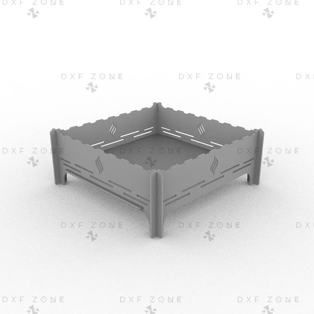 Square Portable Camping BBQ Grill DXF File, Collapsible Skewer Mangal Laser Cut Plan, Outdoor Charcoal Barbecue CNC Vector Design, Digital Download
