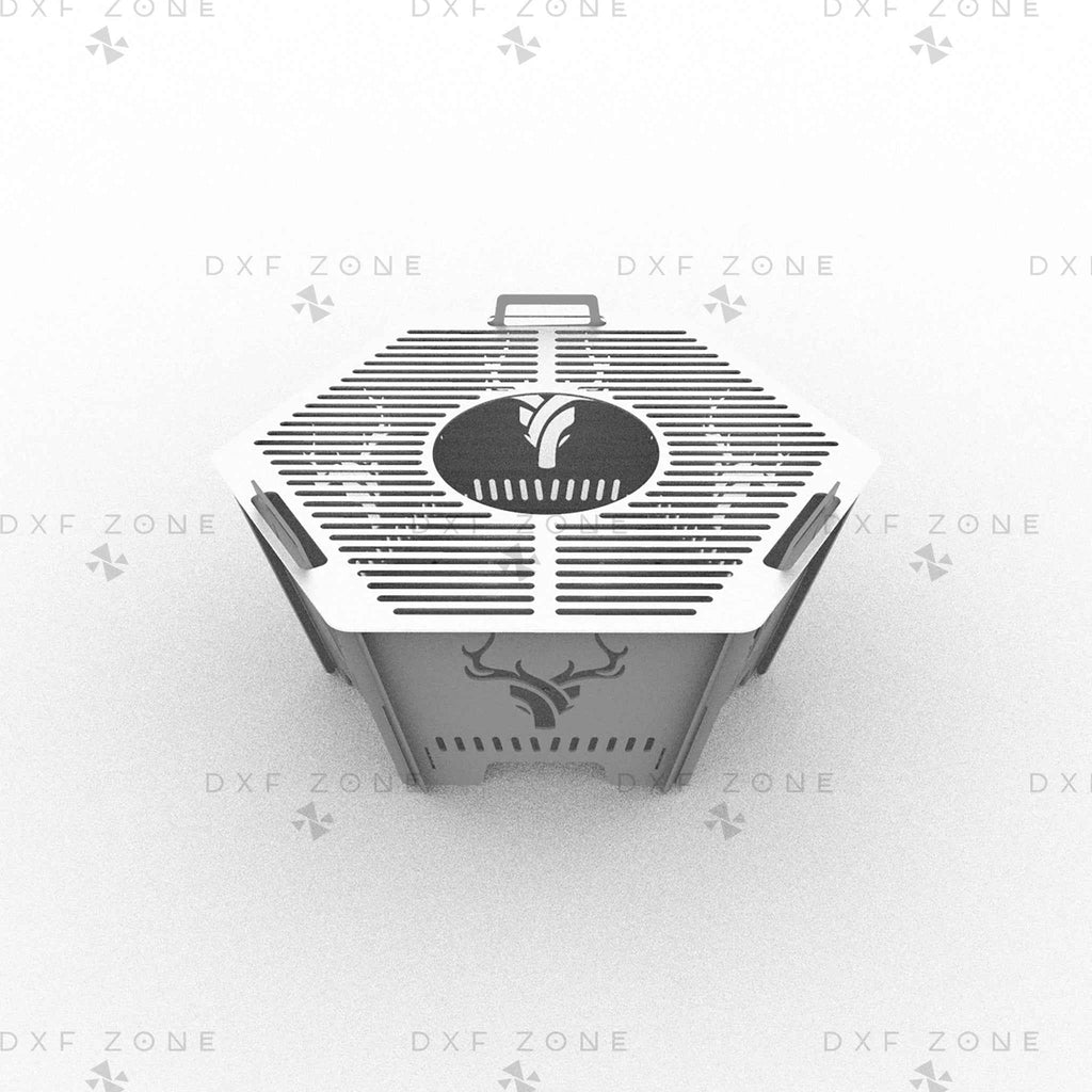 CNC Plasma Cut DXF Files: Collapsible Hexagon Deer Fire Pit & Portable Grill Design Plans