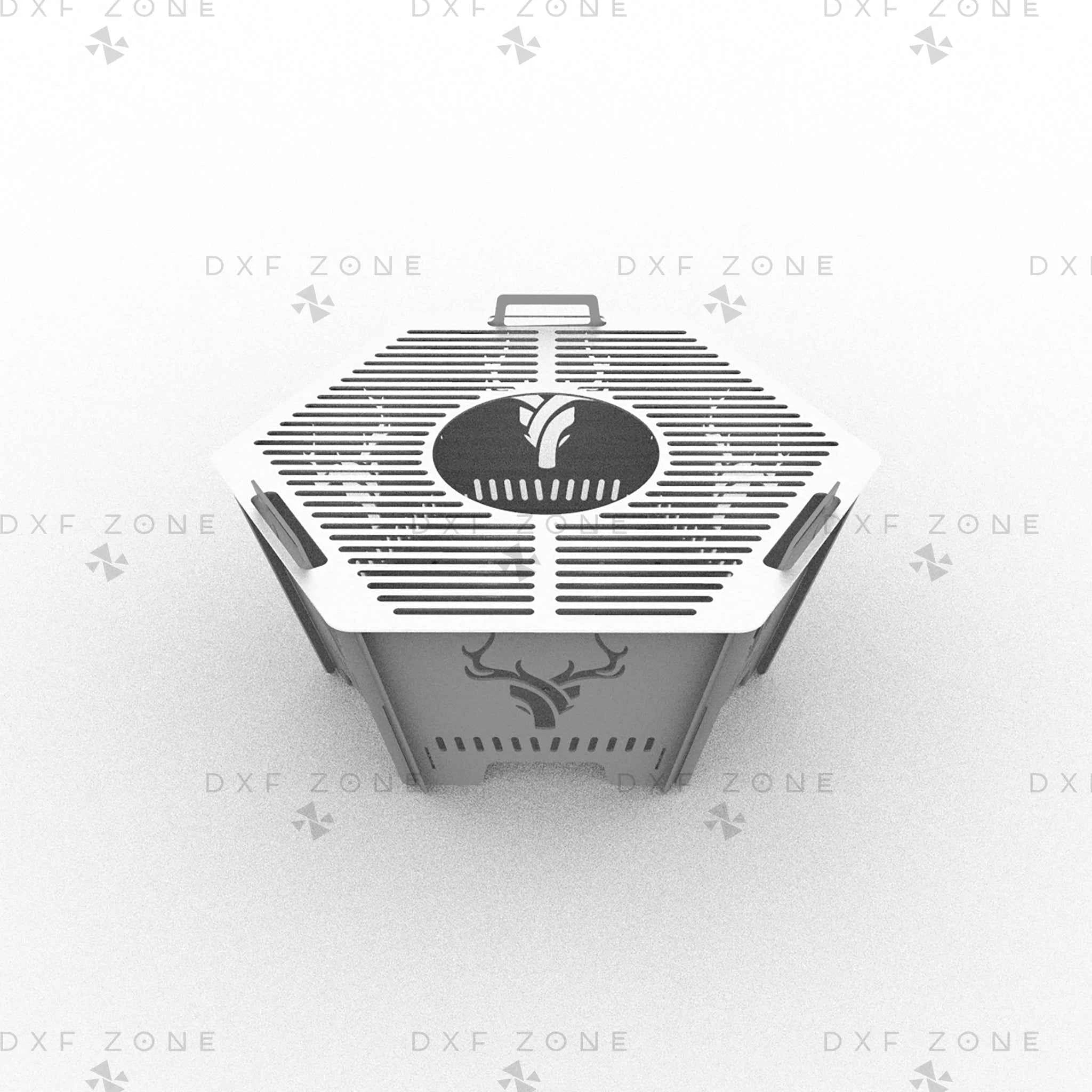 CNC Plasma Cut DXF Files: Collapsible Hexagon Deer Fire Pit & Portable Grill Design Plans