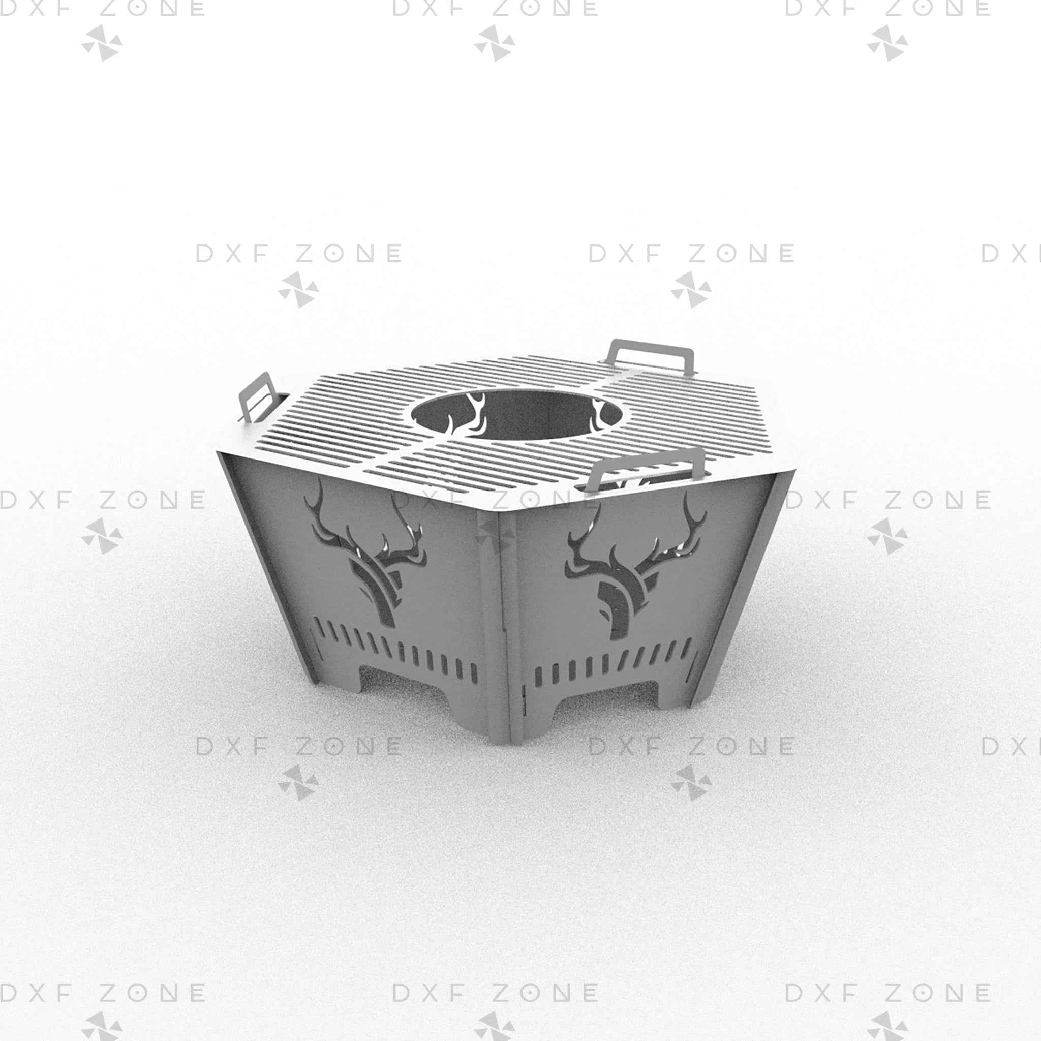 CNC Plasma Cut DXF Files: Collapsible Hexagon Deer Fire Pit & Portable Grill Design Plans