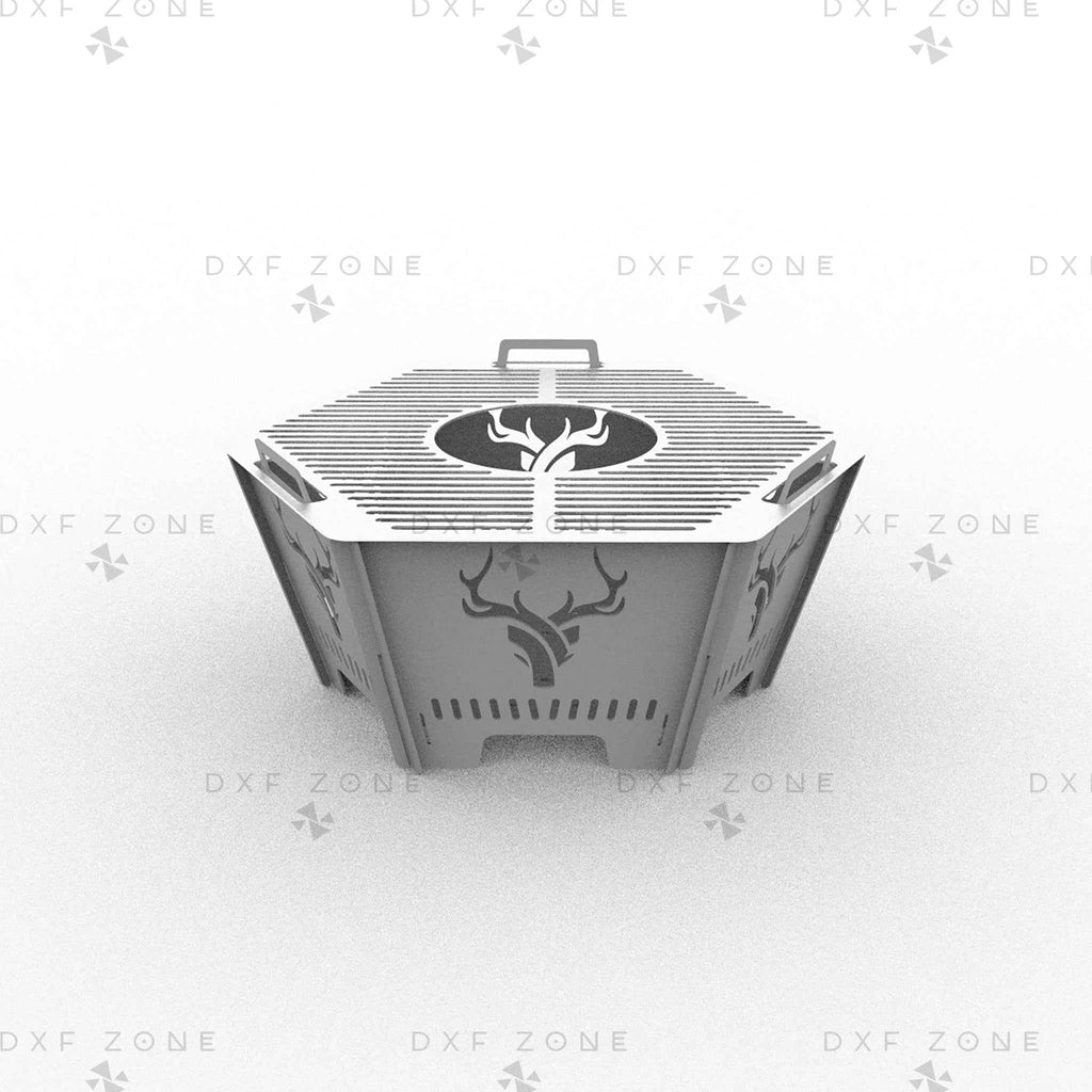 CNC Plasma Cut DXF Files: Collapsible Hexagon Deer Fire Pit & Portable Grill Design Plans
