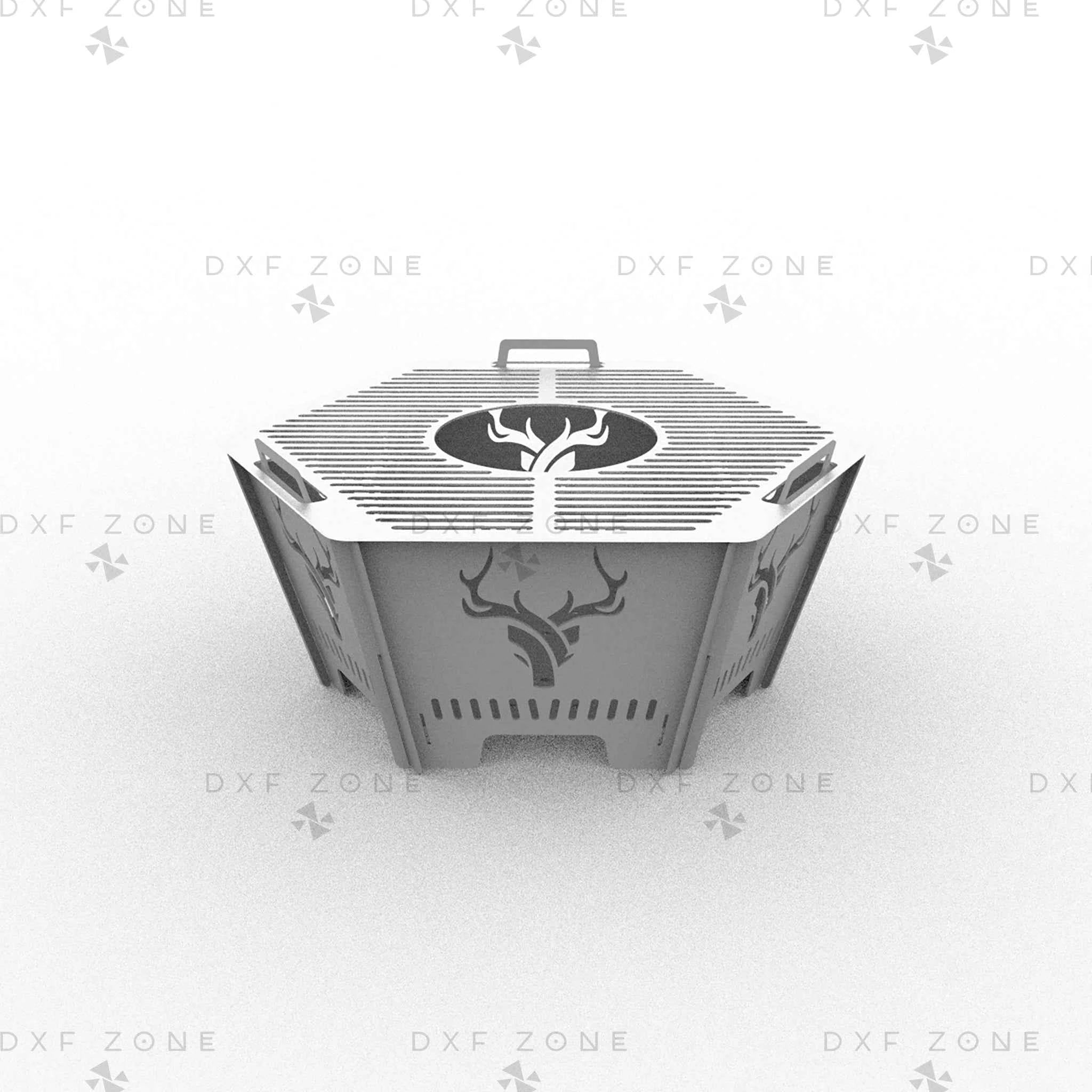 CNC Plasma Cut DXF Files: Collapsible Hexagon Deer Fire Pit & Portable Grill Design Plans