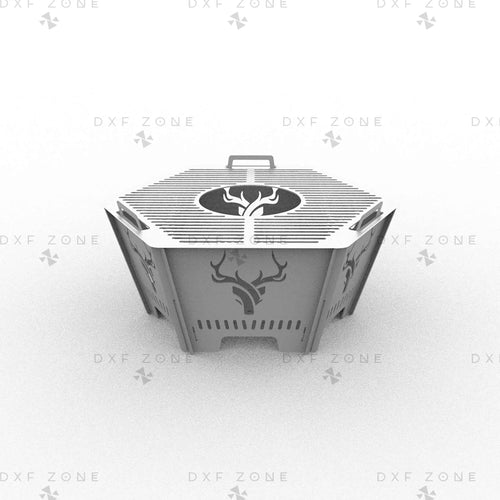 CNC Plasma Cut DXF Files: Collapsible Hexagon Deer Fire Pit & Portable Grill Design Plans