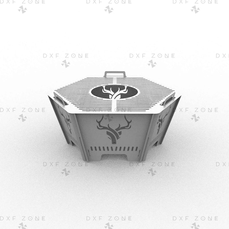 CNC Plasma Cut DXF Files: Collapsible Hexagon Deer Fire Pit & Portable Grill Design Plans