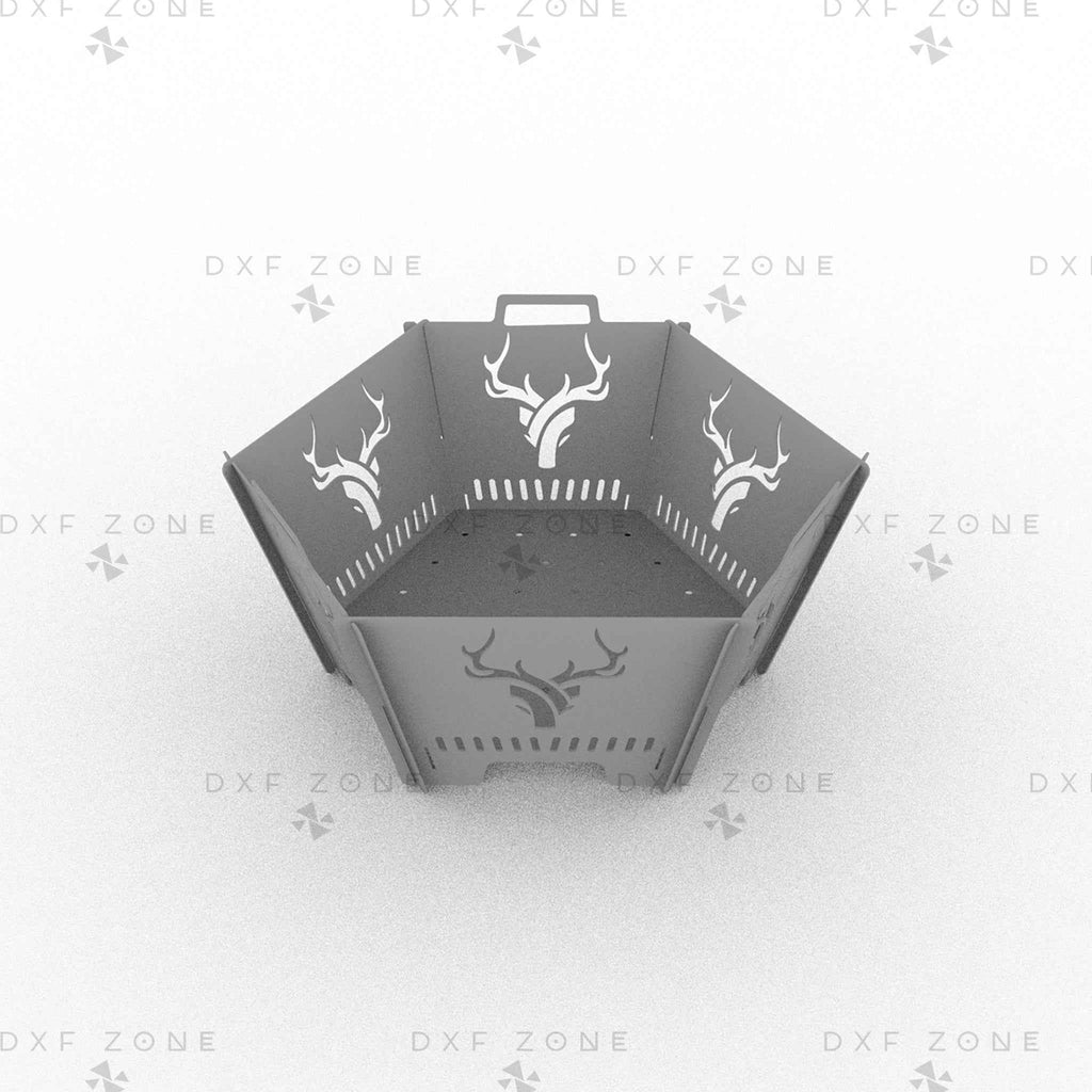 CNC Plasma Cut DXF Files: Collapsible Hexagon Deer Fire Pit & Portable Grill Design Plans