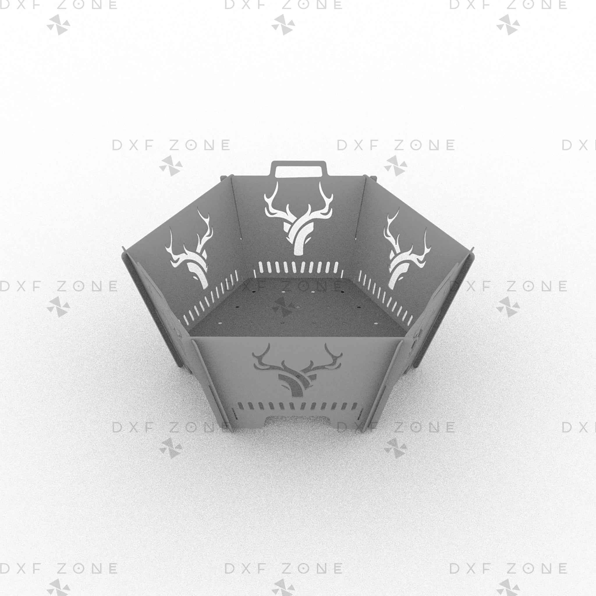 CNC Plasma Cut DXF Files: Collapsible Hexagon Deer Fire Pit & Portable Grill Design Plans