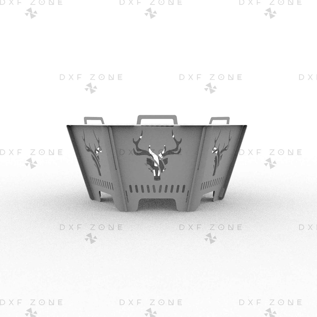 CNC Plasma Cut DXF Files: Collapsible Hexagon Deer Fire Pit & Portable Grill Design Plans