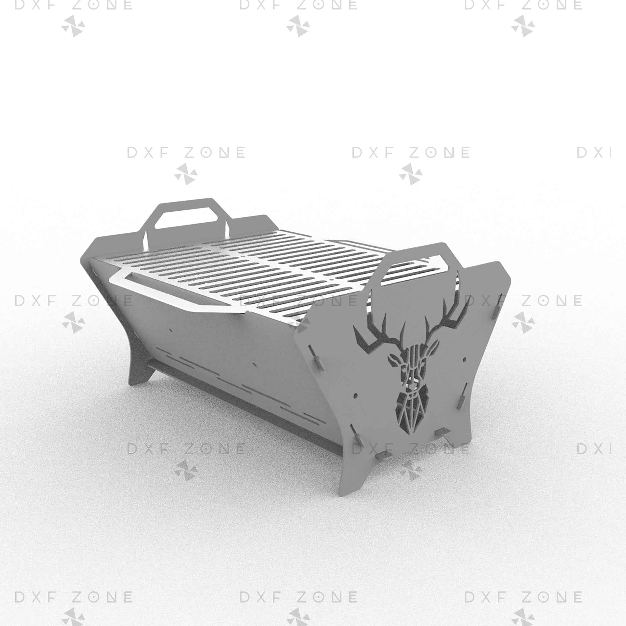 Deer Fire Pit DXF File - Collapsible BBQ Grill Design for Plasma Laser CNC Cutting