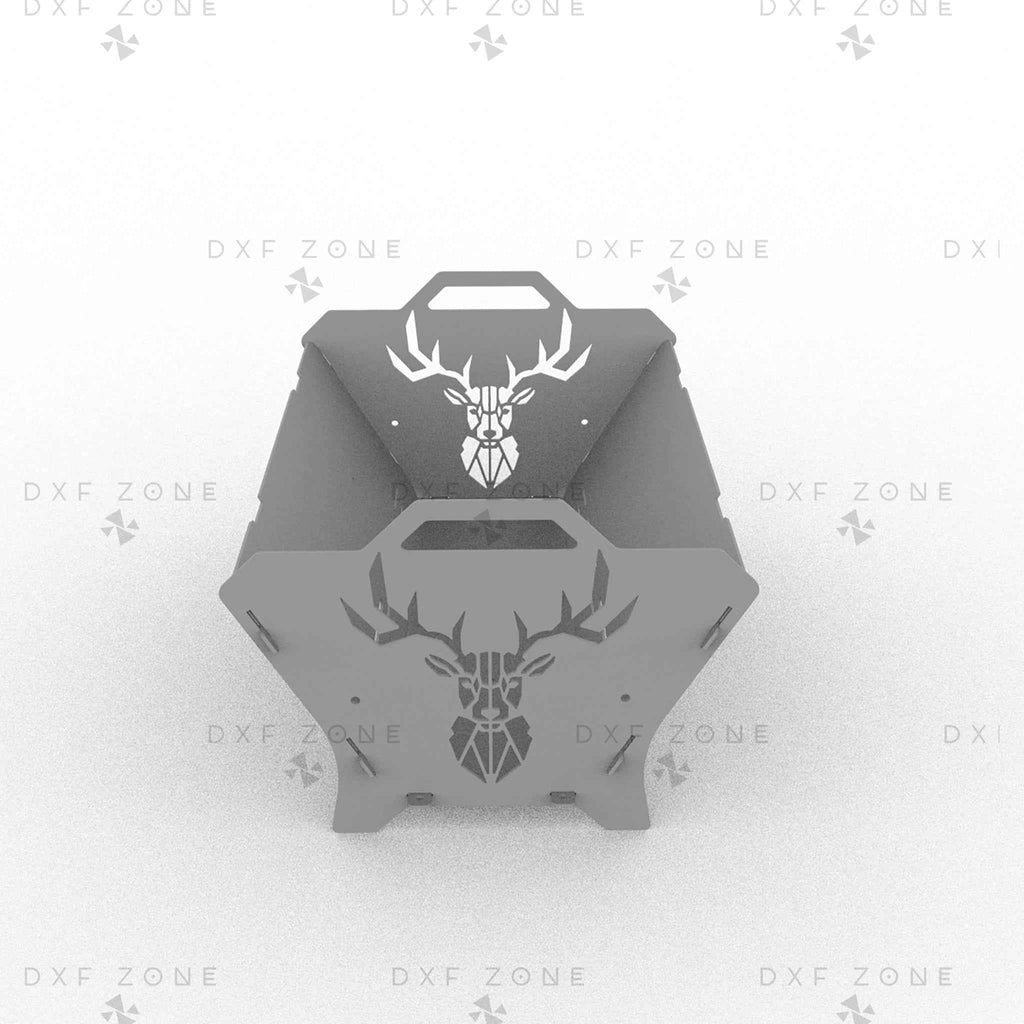 Deer Fire Pit DXF File - Collapsible BBQ Grill Design for Plasma Laser CNC Cutting