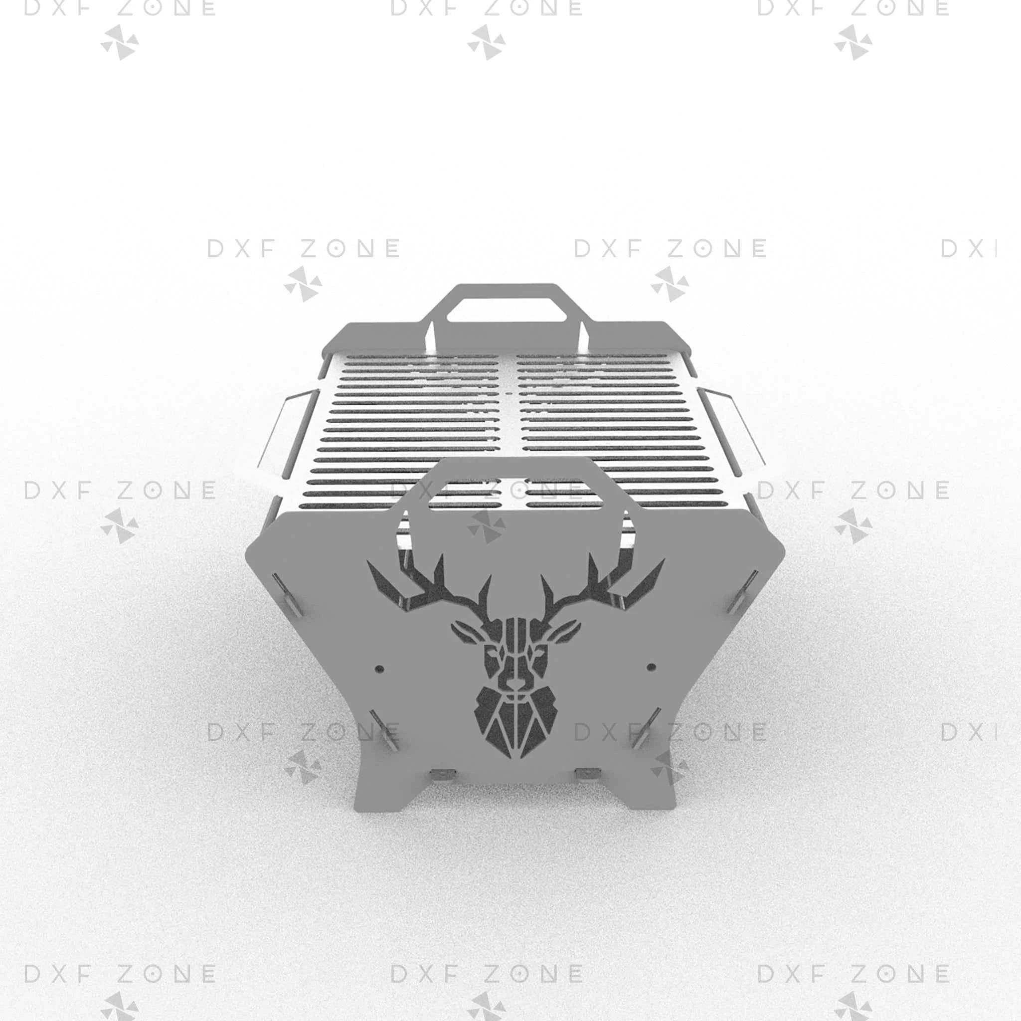 Deer Fire Pit DXF File - Collapsible BBQ Grill Design for Plasma Laser CNC Cutting