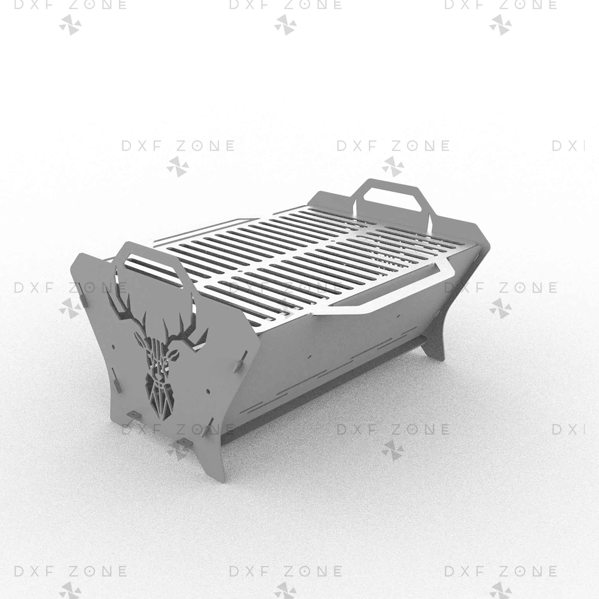 Deer Fire Pit DXF File - Collapsible BBQ Grill Design for Plasma Laser CNC Cutting