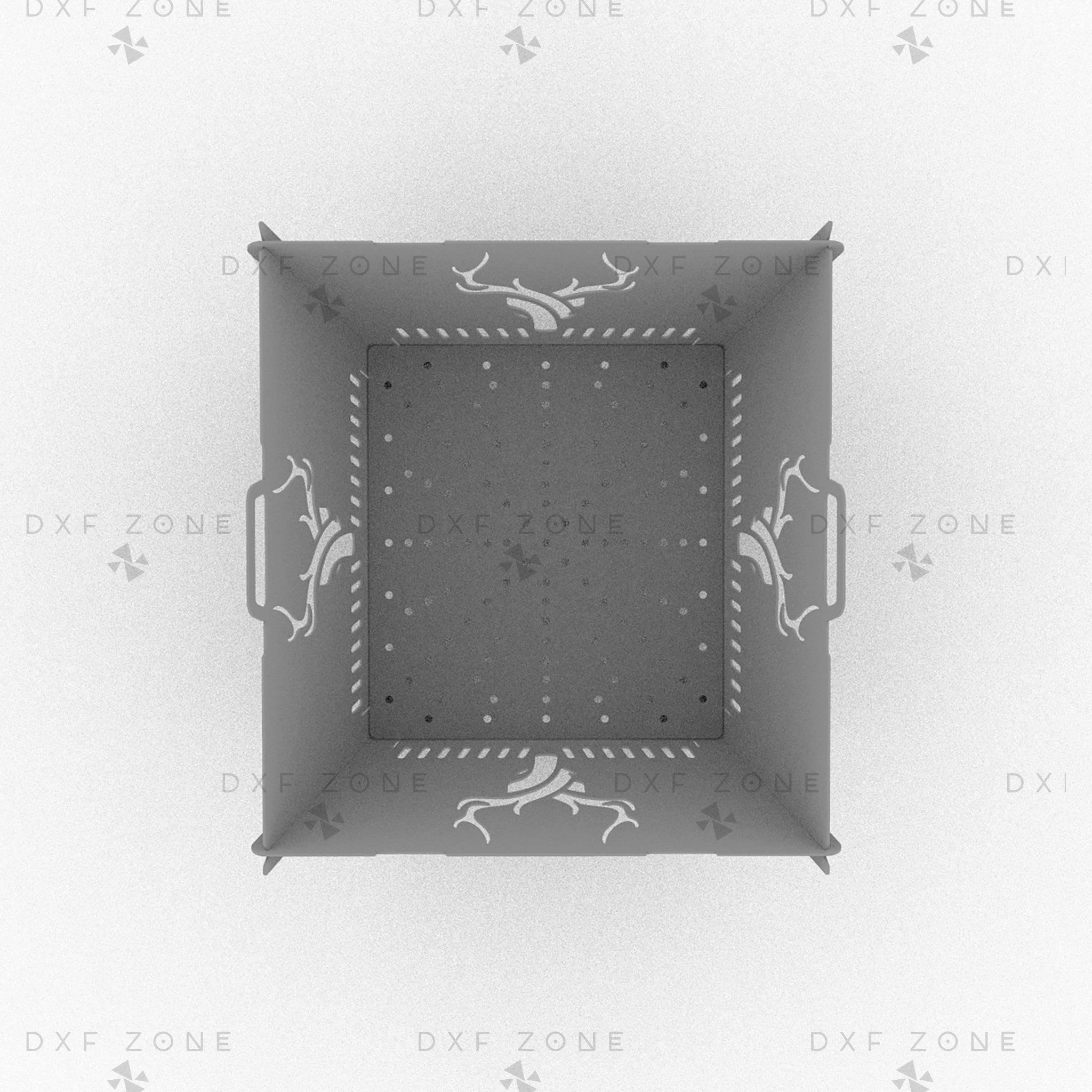 Deer Square Fire Pit DXF - Foldable Portable BBQ for Plasma - DxfZone