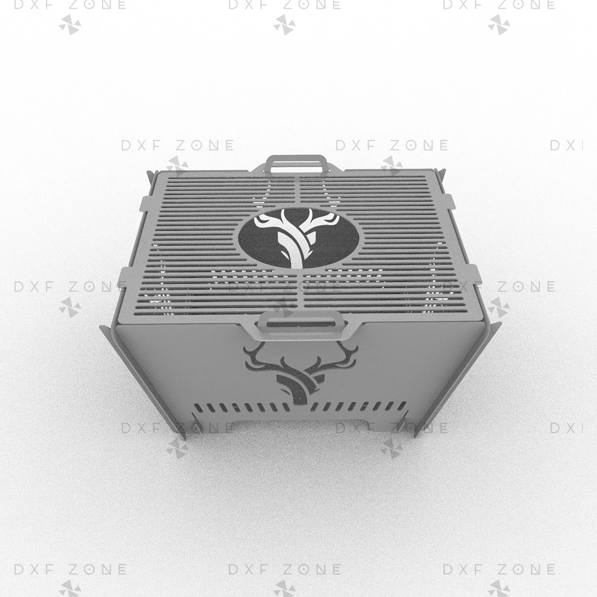 Deer Square Fire Pit DXF - Foldable Portable BBQ for Plasma - DxfZone