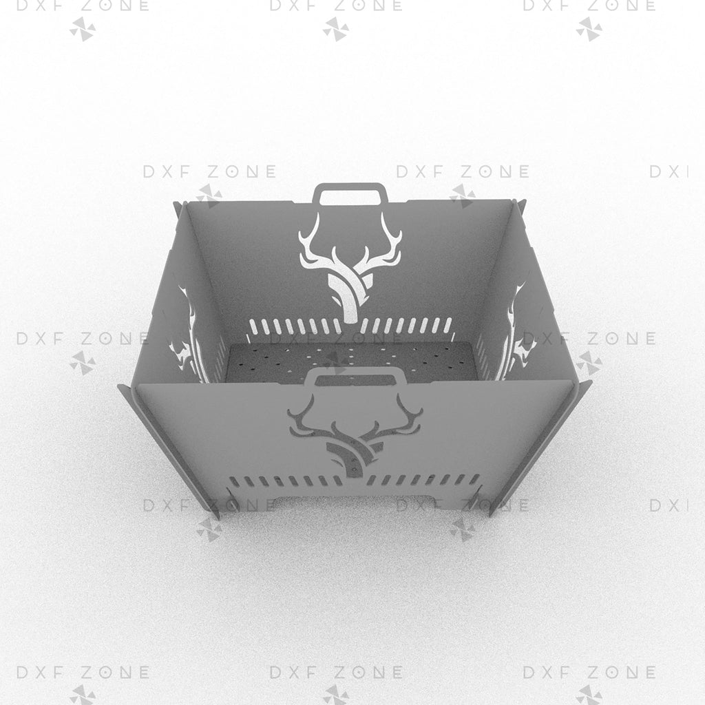 Deer Square Fire Pit DXF - Foldable Portable BBQ for Plasma - DxfZone