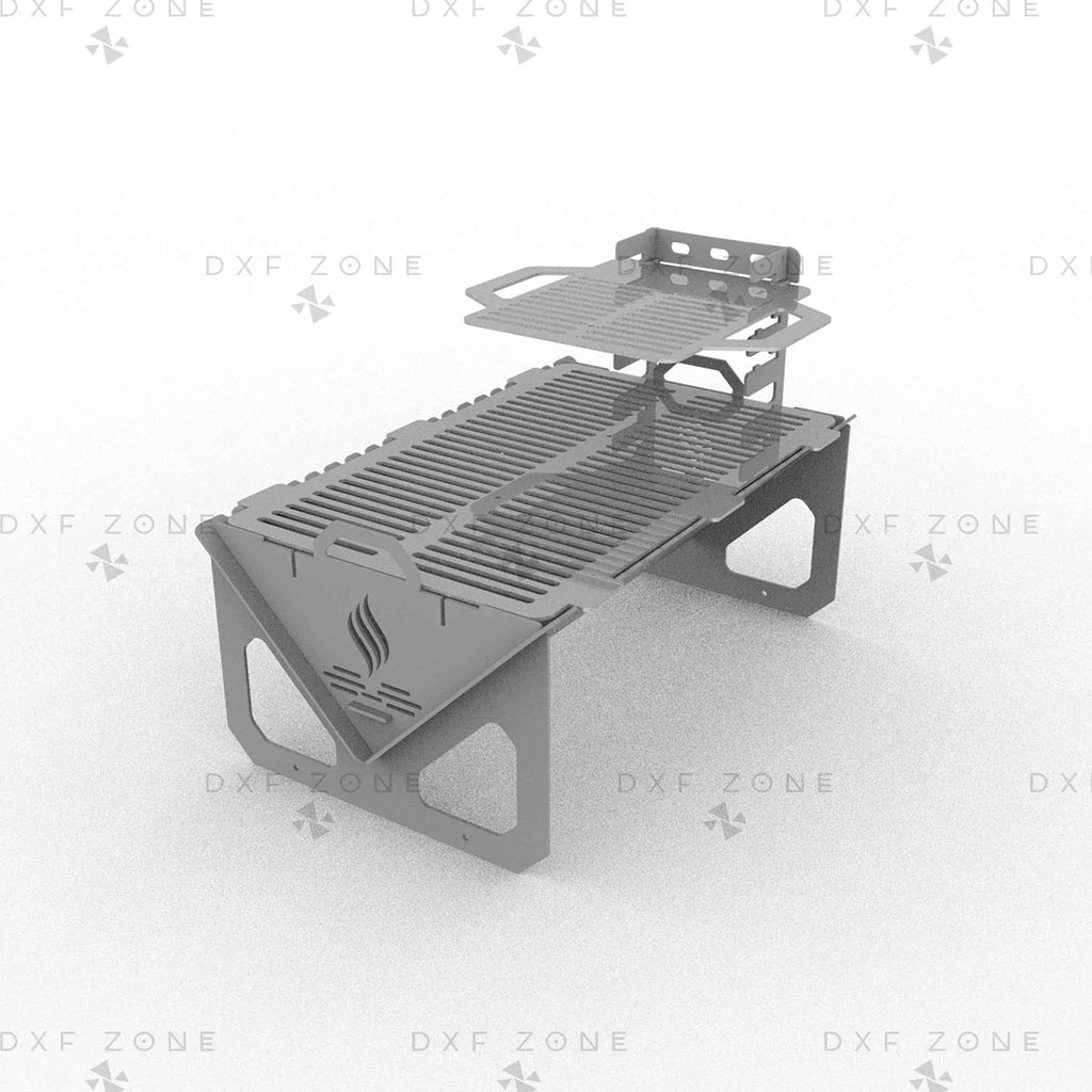 Mover Grill Fire Pit DXF File - Portable BBQ & Wood Burner Design for CNC Laser/Plasma