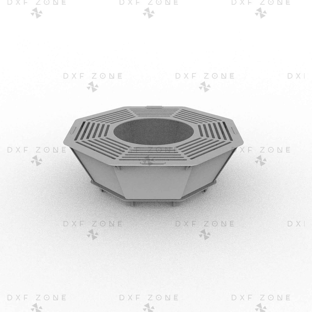 Octagon Fire Pit DXF File - Portable BBQ Grill Design for Plasma Laser CNC Cutting | Foldable Camping Fire Pit Plans