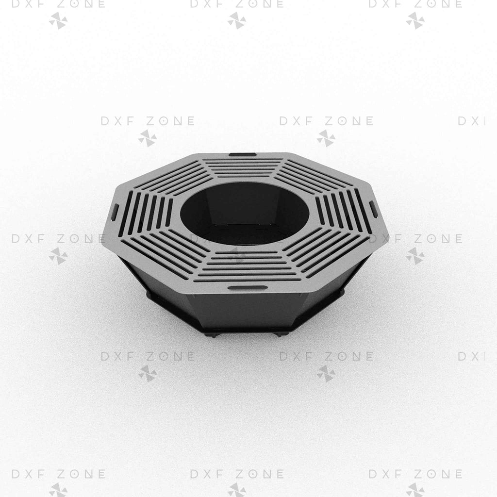 Octagon Fire Pit DXF File - Portable BBQ Grill Design for Plasma Laser CNC Cutting | Foldable Camping Fire Pit Plans