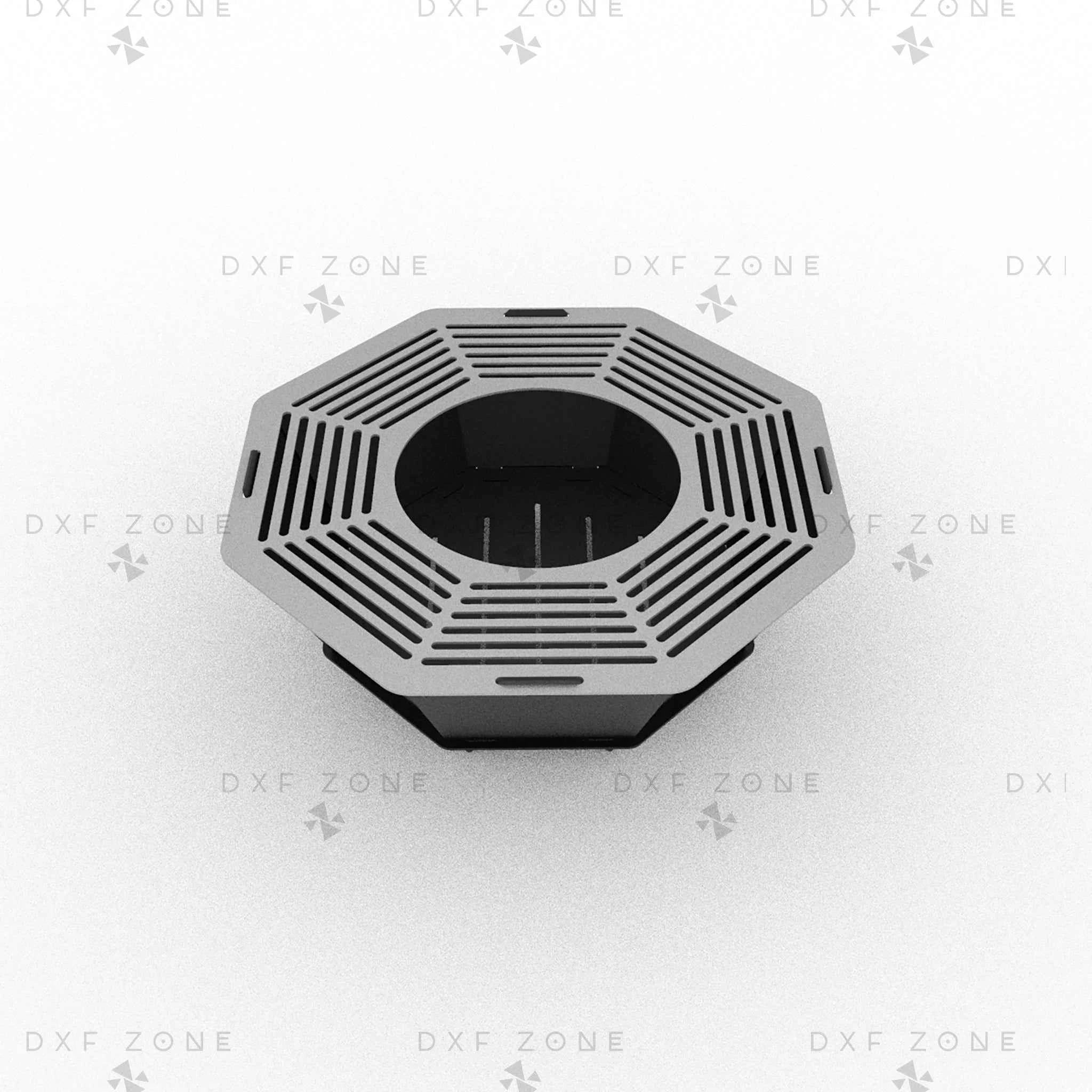 Octagon Fire Pit DXF File - Portable BBQ Grill Design for Plasma Laser CNC Cutting | Foldable Camping Fire Pit Plans