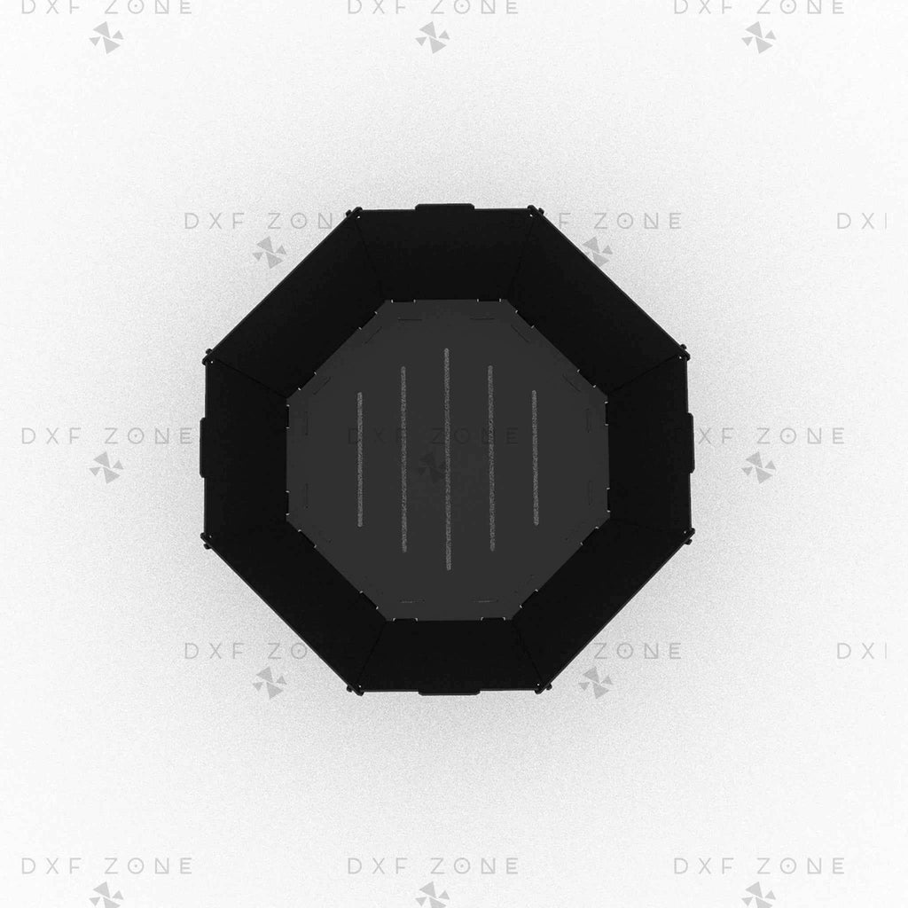 Octagon Fire Pit DXF File - Portable BBQ Grill Design for Plasma Laser CNC Cutting | Foldable Camping Fire Pit Plans