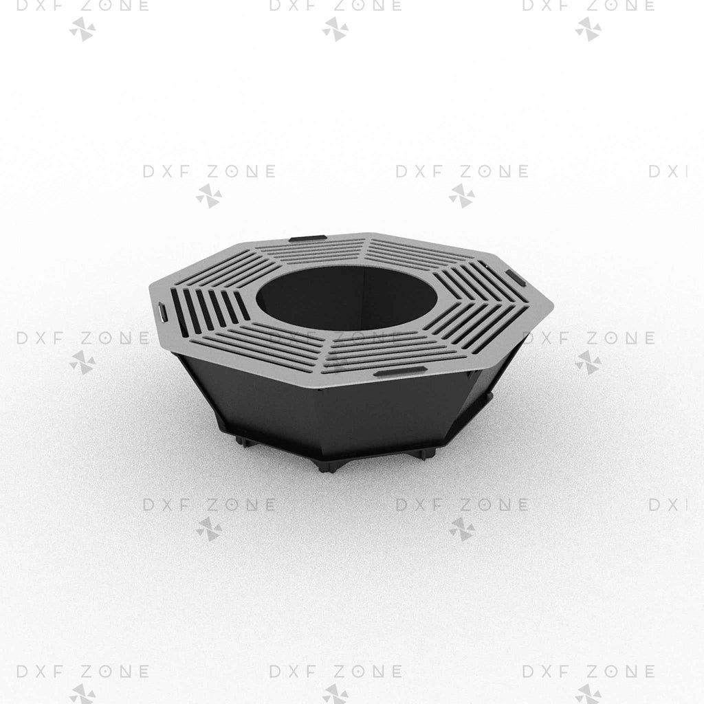 Octagon Fire Pit DXF File - Portable BBQ Grill Design for Plasma Laser CNC Cutting | Foldable Camping Fire Pit Plans