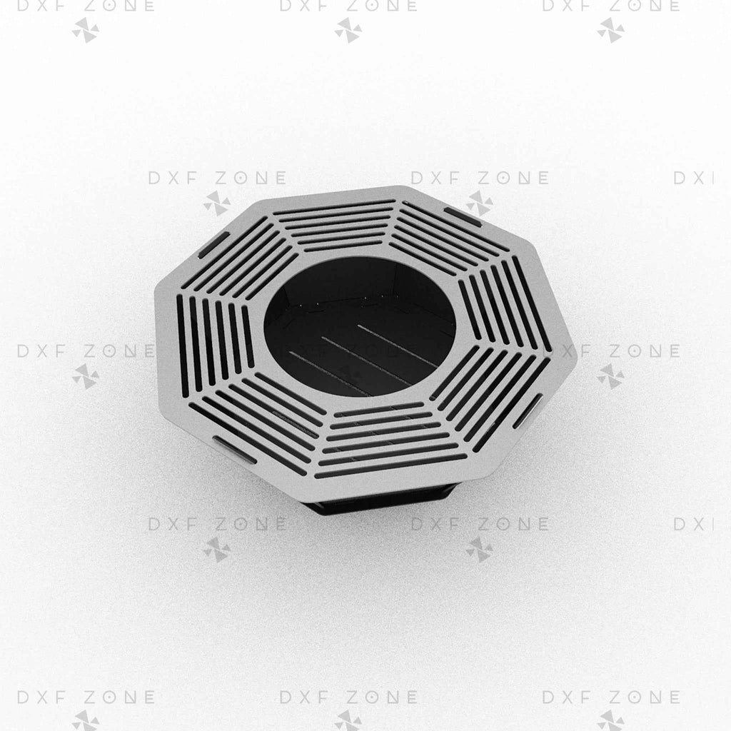 Octagon Fire Pit DXF File - Portable BBQ Grill Design for Plasma Laser CNC Cutting | Foldable Camping Fire Pit Plans
