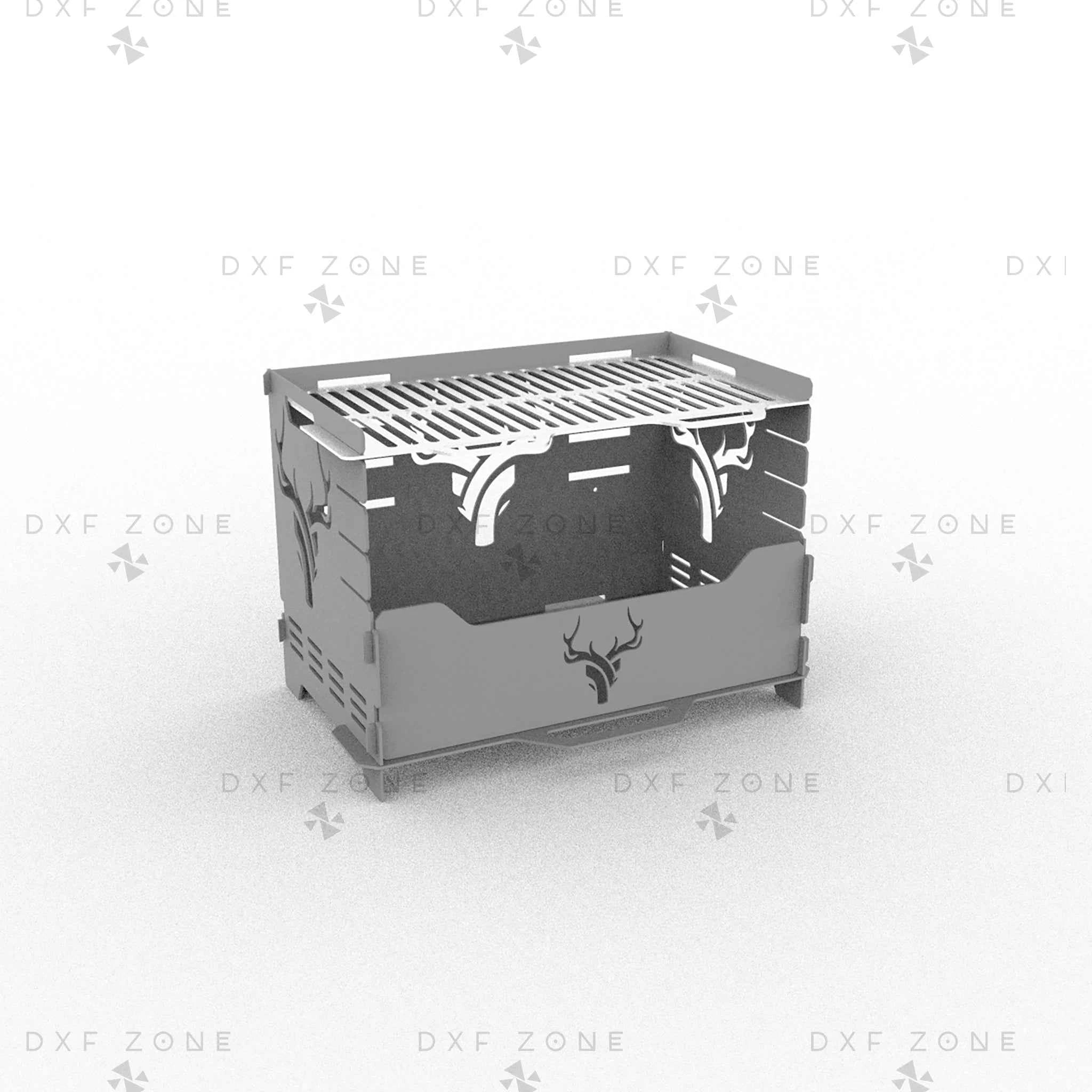 Portable Grill Fire Pit DXF Files - Collapsible BBQ Design for CNC Plasma Cutting