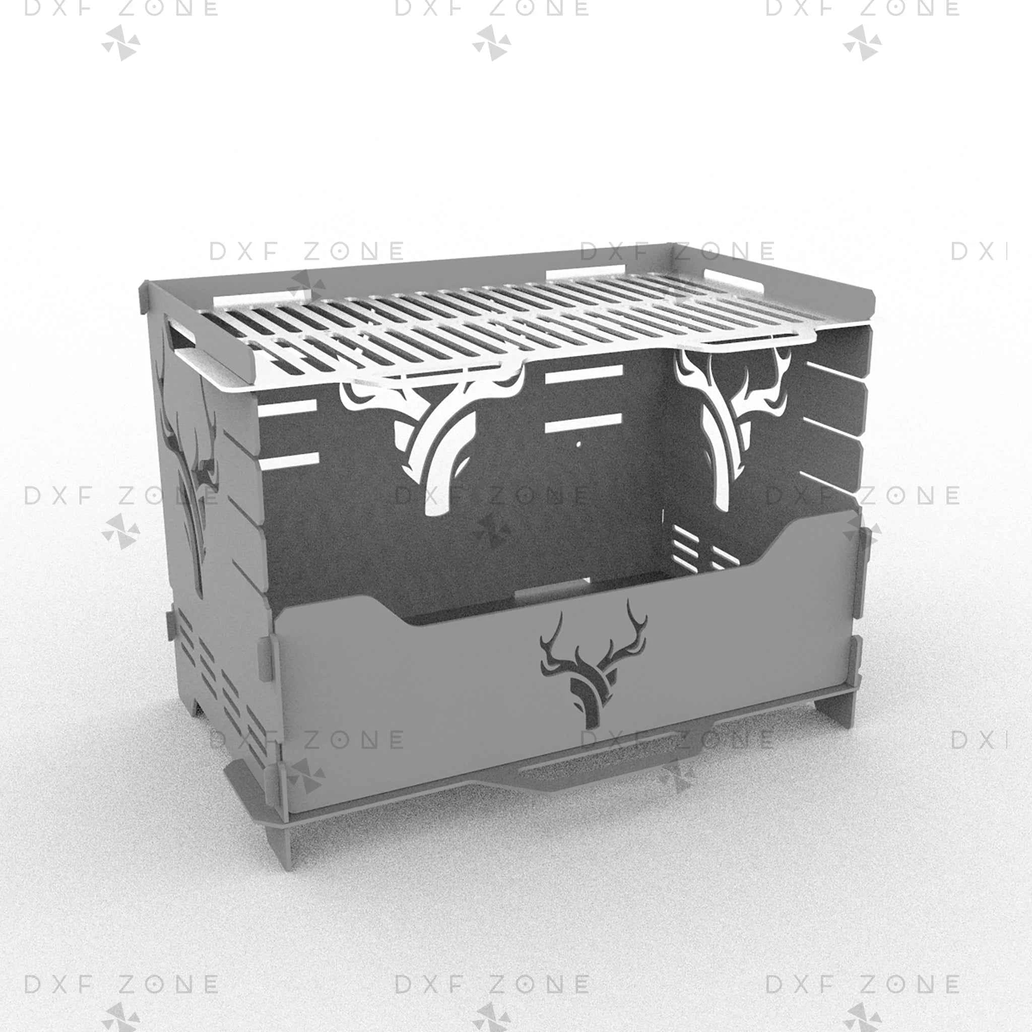 Portable Grill Fire Pit DXF Files - Collapsible BBQ Design for CNC Plasma Cutting