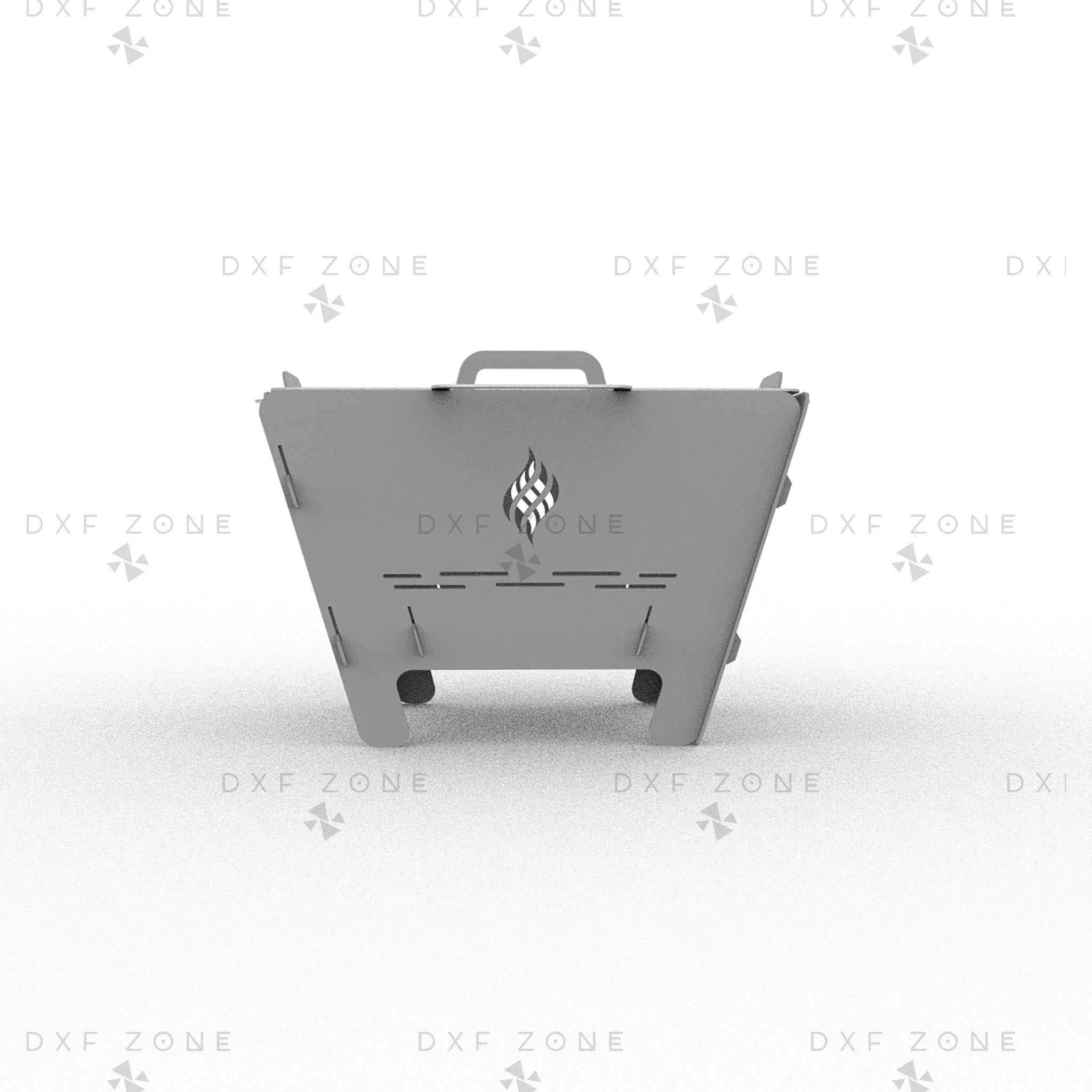 Square Fire Pit DXF SVG File - Foldable BBQ Grill Design for Plasma Laser CNC | Portable Camping Fire Pit Plans
