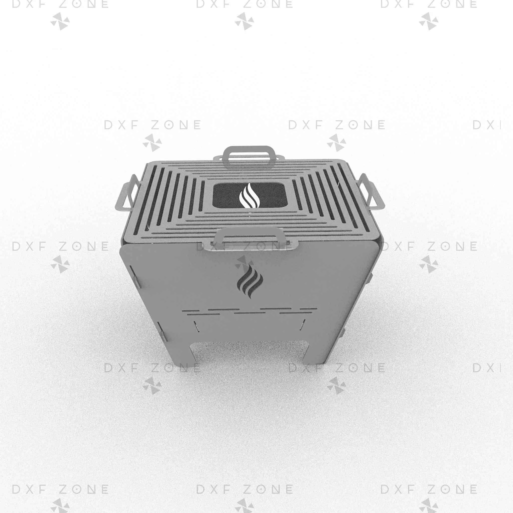 Square Fire Pit DXF SVG File - Foldable BBQ Grill Design for Plasma Laser CNC | Portable Camping Fire Pit Plans