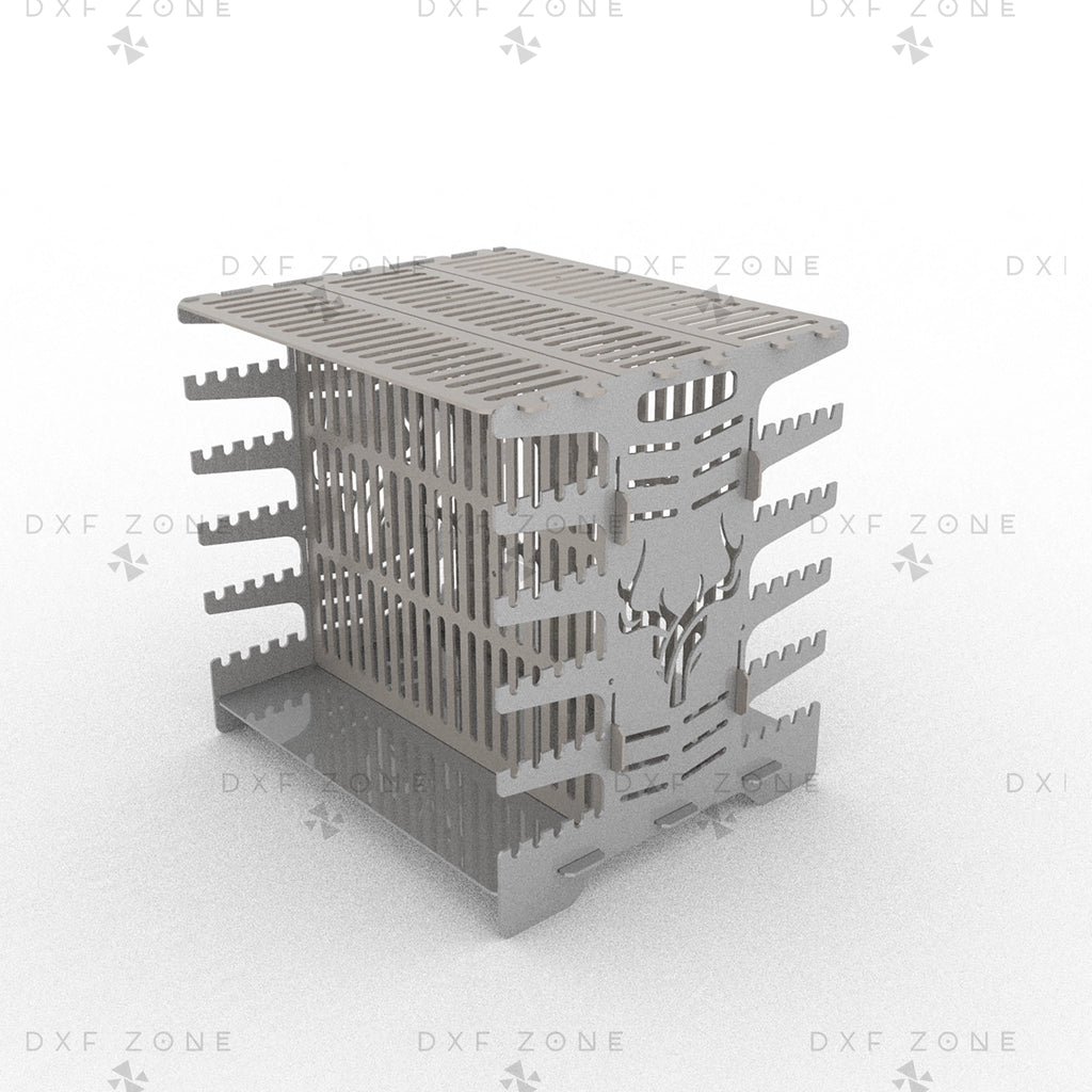 Vertical Shashlik DXF File for Plasma - Foldable BBQ Mangal Design - DxfZone