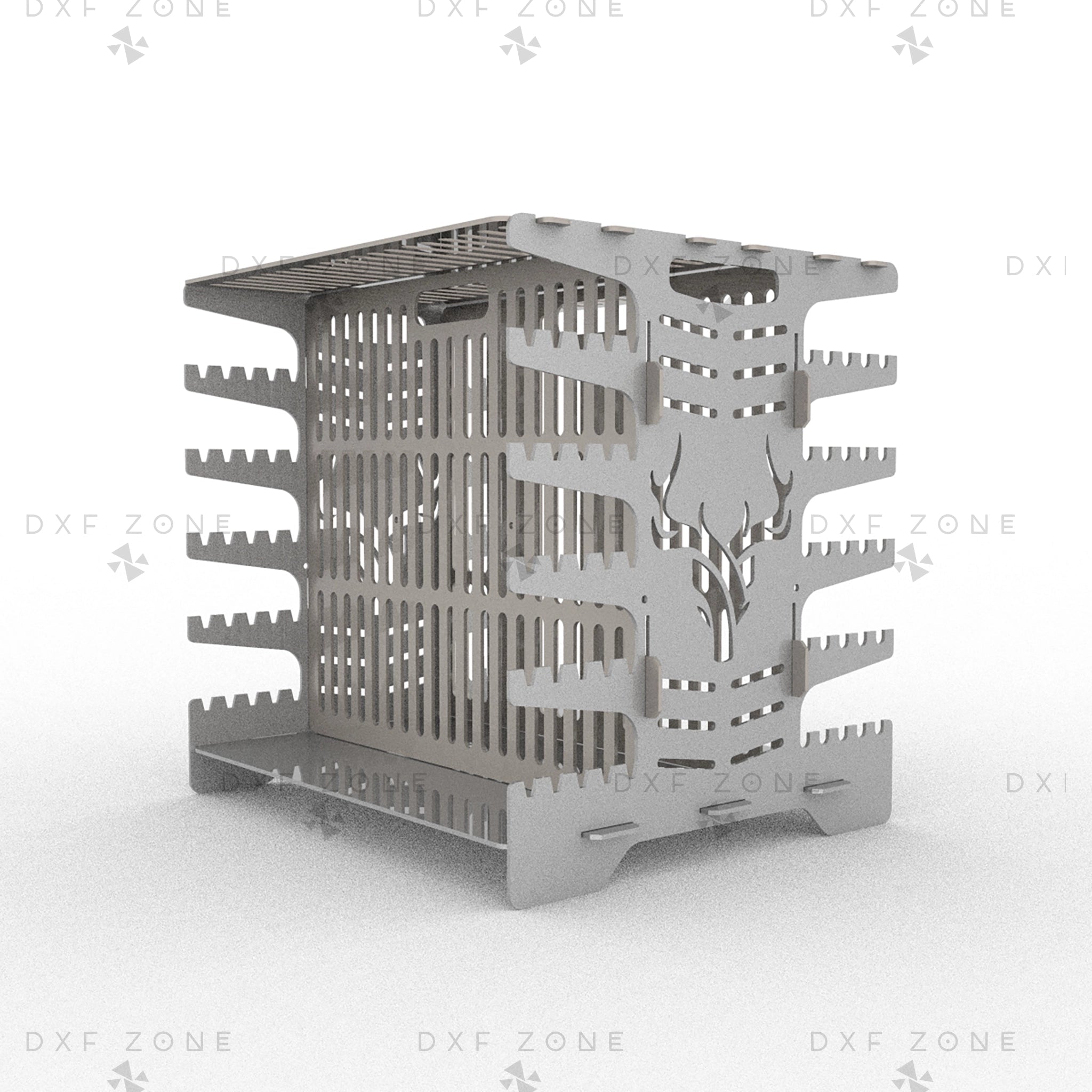 Vertical Shashlik DXF File for Plasma - Foldable BBQ Mangal Design - DxfZone