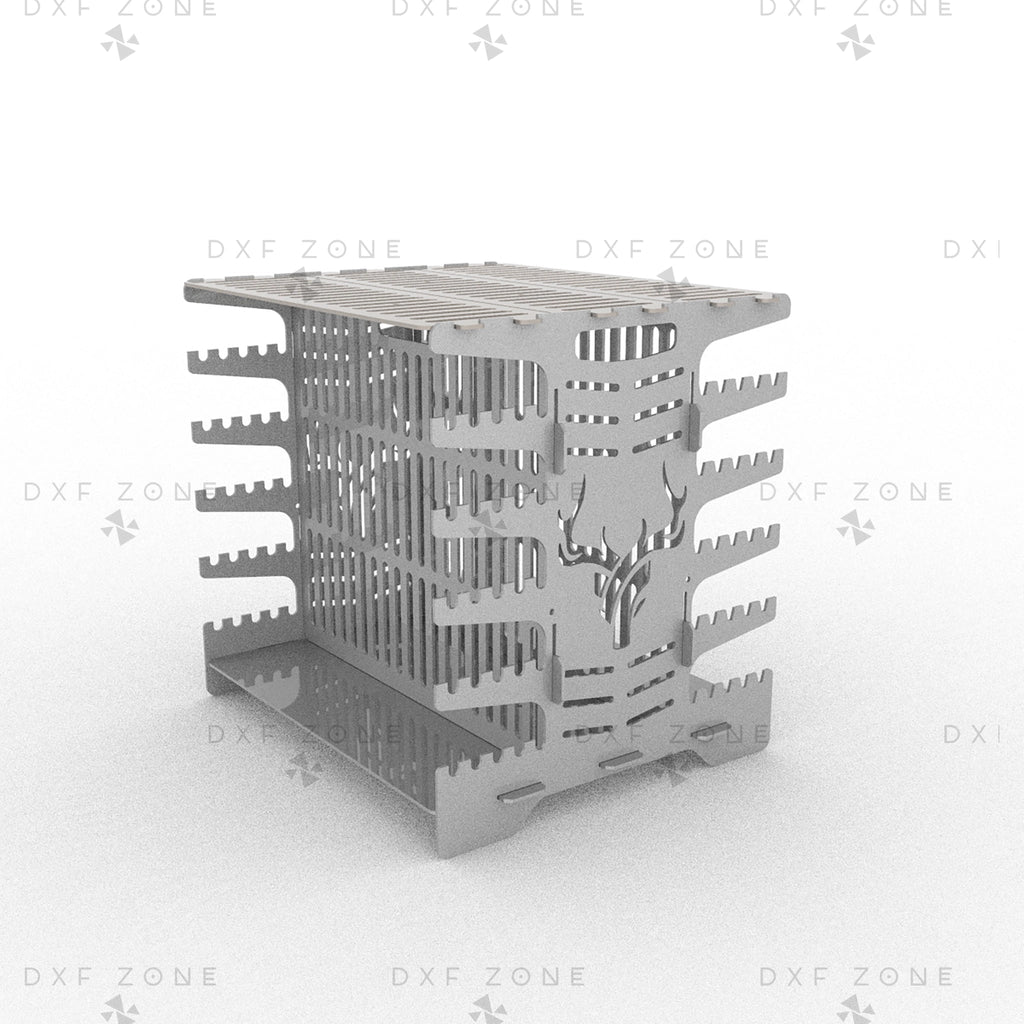 Vertical Shashlik DXF File for Plasma - Foldable BBQ Mangal Design - DxfZone