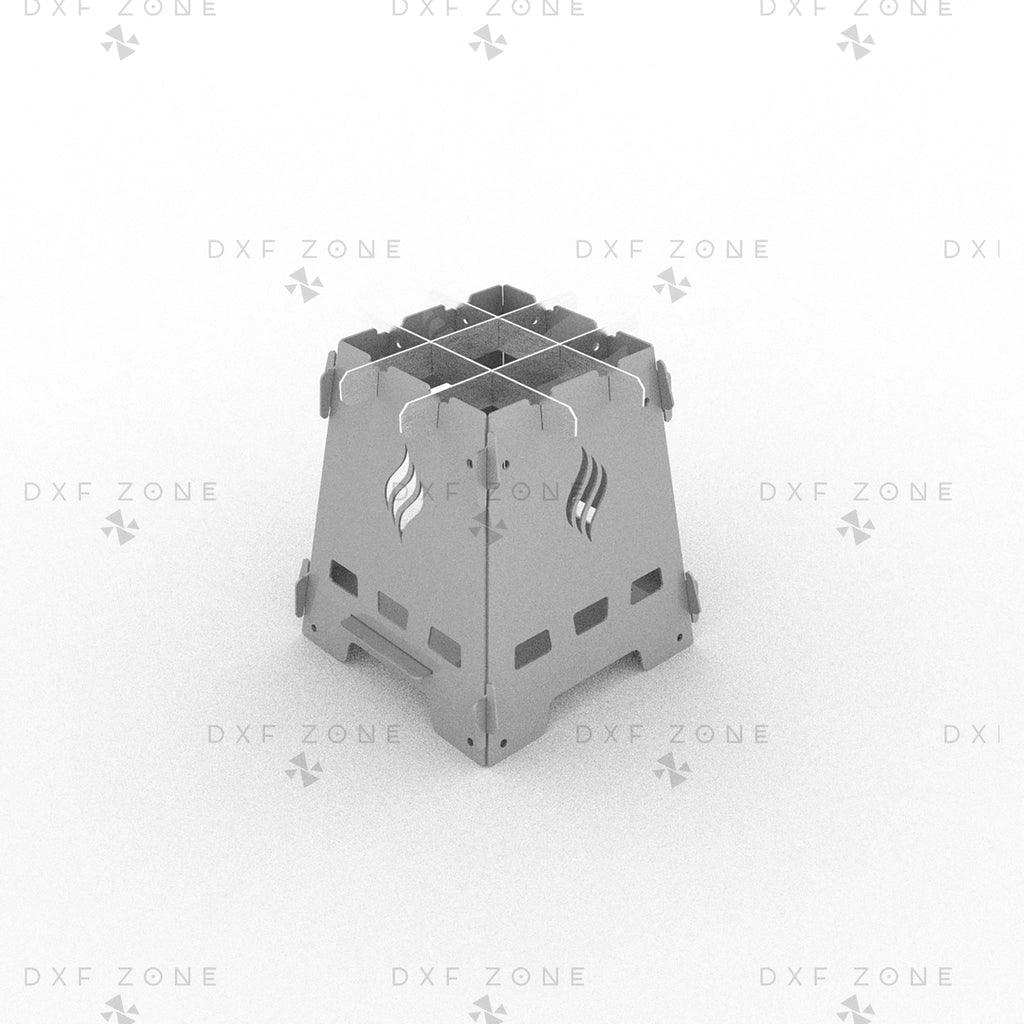 Wood Stove DXF File for CNC Plasma - Foldable Camping Fire Pit Design - DxfZone